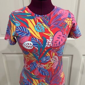 Talbots Pima Crewneck Tee - Jungle Leaves - Petite P